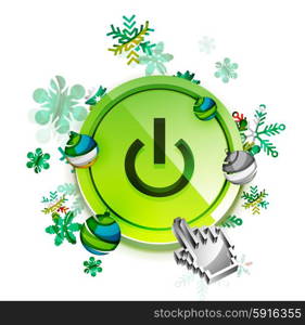 Christmas internet button. Christmas internet button on white background with reflection. Holiday icon concept