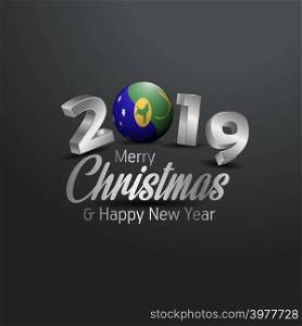 Christmas island Flag 2019 Merry Christmas Typography. New Year Abstract Celebration background