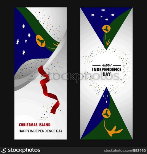 Christmas island Happy independence day Confetti Celebration Background Vertical Banner set