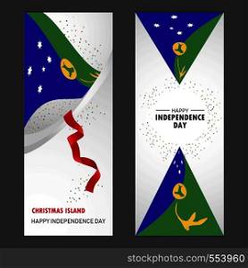 Christmas island Happy independence day Confetti Celebration Background Vertical Banner set