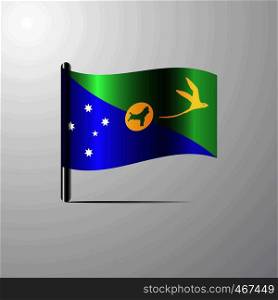 Christmas island waving Shiny Flag design vector