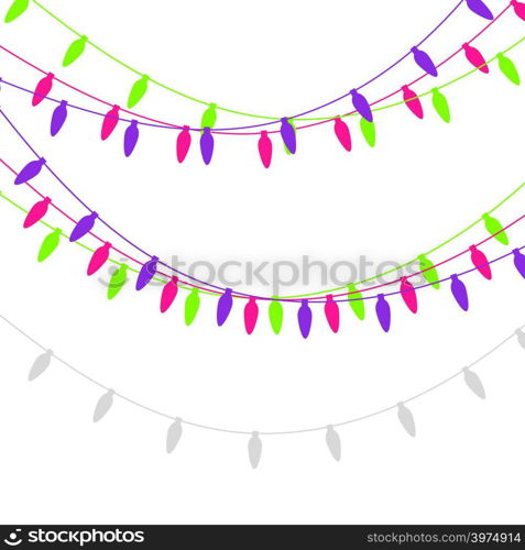 Christmas lights candle-shaped garland. Vector flat Xmas garland. Festive garlands set.. Christmas lights candle-shaped garland. Vector flat Xmas garland. Festive garlands set