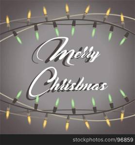 Christmas lights garland string vector background card illustration template illuminated