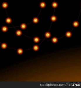 Christmas lights garlands vector background with copy space.