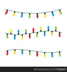 Christmas lights icon vector isolated on white background