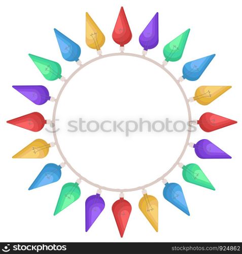 christmas lights in a circle isolated icon on white, stock vector illustration