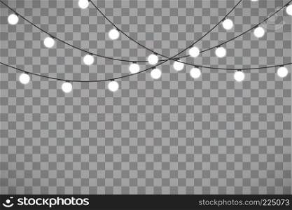 Christmas lights isolated on transparent background. Xmas glowing garland. Vector. Christmas lights isolated on transparent background. Xmas glowing garland. Vector illustration