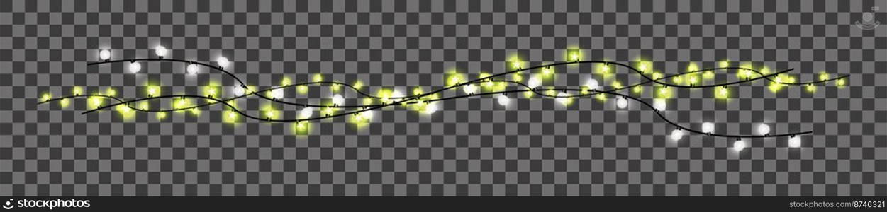 Christmas lights realistic design elements on isolated background