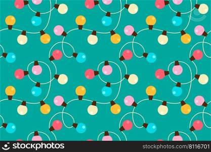 Christmas lights strings seamless pattern design, Retro colors Xmas cute circle led l&s background