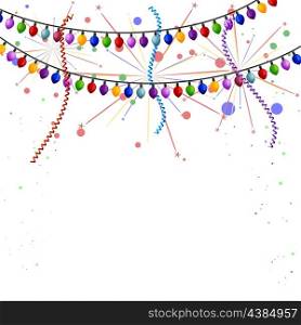 Christmas lights with streamers and fireworks