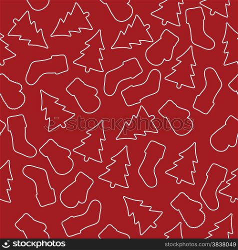 christmas line doodle seamless pattern