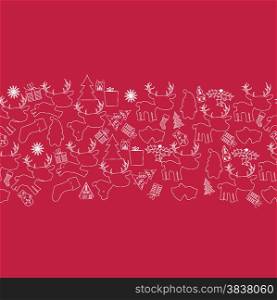 christmas line doodle seamless pattern