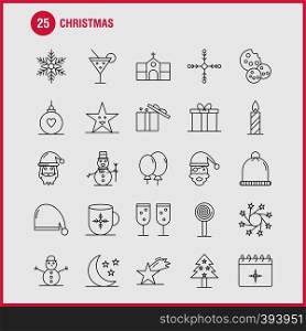 Christmas Line Icon for Web, Print and Mobile UX/UI Kit. Such as: Christmas, Moon, Light, Star, Christmas, Bible, Home, Church, Pictogram Pack. - Vector