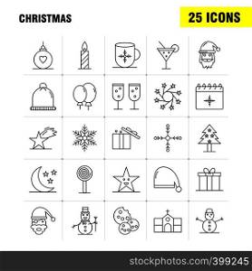 Christmas Line Icon for Web, Print and Mobile UX/UI Kit. Such as: Christmas, Moon, Light, Star, Christmas, Bible, Home, Church, Pictogram Pack. - Vector