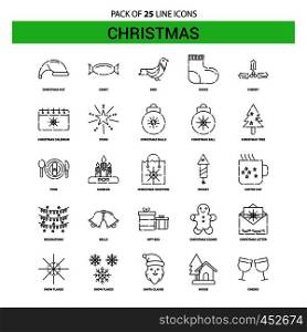 Christmas Line Icon Set - 25 Dashed Outline Style