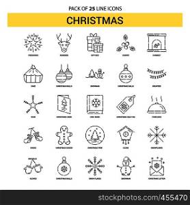 Christmas Line Icon Set - 25 Dashed Outline Style