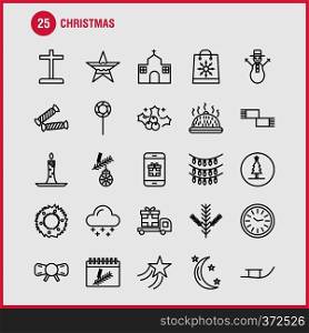 Christmas Line Icons Set For Infographics, Mobile UX/UI Kit And Print Design. Include  Truck, Travel, Gift Box, Box, Calendar, Christmas, Christmas Collection Modern Infographic Logo and Pictogram. - Vector