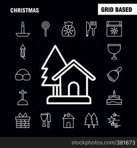 Christmas Line Icons Set For Infographics, Mobile UX/UI Kit And Print Design. Include: Drink, Food, Meal, Knife, Snowman, Christmas, Winters, Festival, Collection Modern Infographic Logo and Pictogram. - Vector