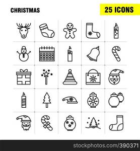 Christmas Line Icons Set For Infographics, Mobile UX/UI Kit And Print Design. Include: Sale, Document, File, Text, Music, Sound, Media, Multimedia, Collection Modern Infographic Logo and Pictogram. - Vector