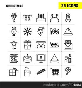 Christmas Line Icons Set For Infographics, Mobile UX/UI Kit And Print Design. Include: Food, Meal, Knife, Plate, Christmas Balls, Balls, Decorations, Collection Modern Infographic Logo and Pictogram. - Vector