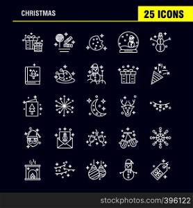 Christmas Line Icons Set For Infographics, Mobile UX/UI Kit And Print Design. Include: Mobile, Snowman, Winters, Christmas, Socks, Winters, Stars, Christmas, Collection Modern Infographic Logo and Pictogram. - Vector
