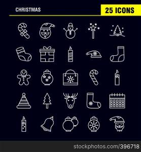 Christmas Line Icons Set For Infographics, Mobile UX/UI Kit And Print Design. Include: Sale, Document, File, Text, Music, Sound, Media, Multimedia, Collection Modern Infographic Logo and Pictogram. - Vector