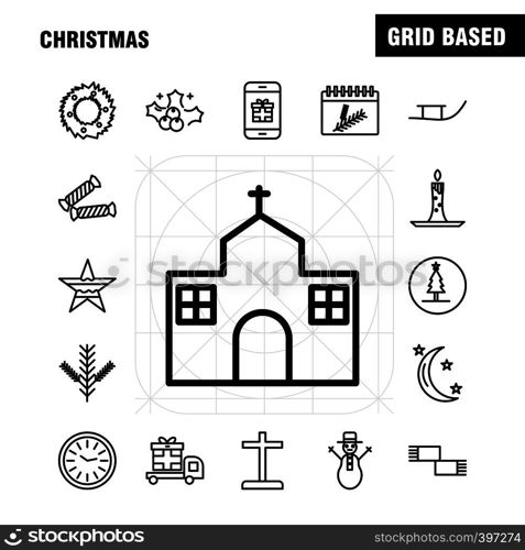 Christmas Line Icons Set For Infographics, Mobile UX/UI Kit And Print Design. Include: Truck, Travel, Gift Box, Box, Calendar, Christmas, Christmas Collection Modern Infographic Logo and Pictogram. - Vector