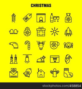 Christmas Line Icons Set For Infographics, Mobile UX/UI Kit And Print Design. Include: Snowman, Christmas, Winters, Festival, Snowman, Christmas, Winters, Festival, Collection Modern Infographic Logo and Pictogram. - Vector