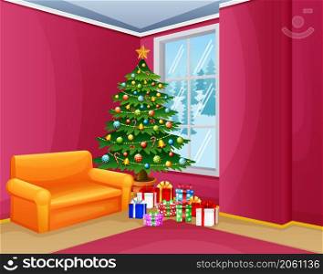 Christmas living room with pink nuanced