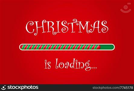 Christmas loading candy cane progress bar with Xmas load status of vector striped sweets on red background. Realistic countdown bar to Christmas and winter holidays, Xmas greeting card or web page. Christmas loading candy cane progress bar, Xmas