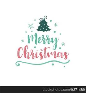 Christmas logotype or insignia. Cute cartoon Christmas tree. Merry Christmas. Vector. Christmas logotype or insignia. Cute cartoon Christmas tree. Merry Christmas.
