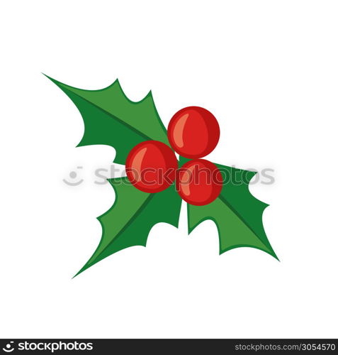 Christmas mistletoe icon in flat style isolated on white background. Vector illustration.. Christmas mistletoe icon in flat style.