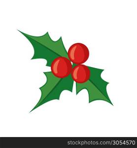 Christmas mistletoe icon in flat style isolated on white background. Vector illustration.. Christmas mistletoe icon in flat style.