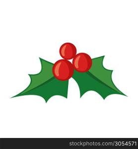 Christmas mistletoe icon in flat style isolated on white background. Vector illustration.. Christmas mistletoe icon in flat style.