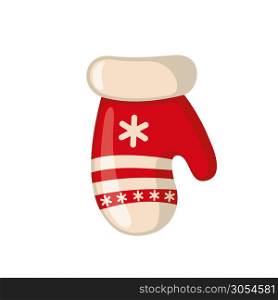 Christmas mitten icon in flat style isolated on white background. Vector illustration.. Christmas mitten icon in flat style.