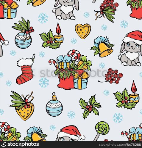 CHRISTMAS MOOD New Year Decorations Vector Seamless Pattern
