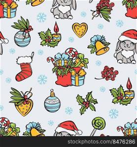 CHRISTMAS MOOD New Year Decorations Vector Seamless Pattern
