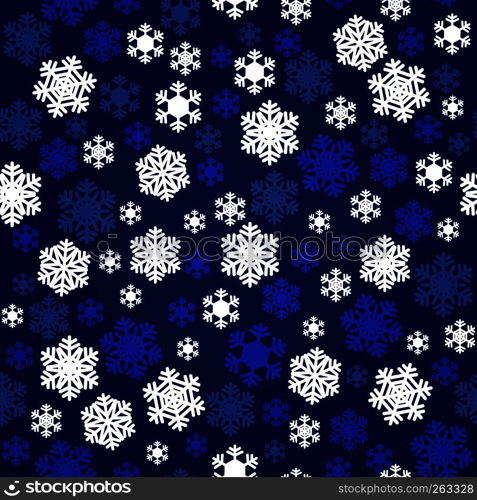 Christmas navy blue and white snowflakes seamless pattern for holidays home decor, textile and gift wrap