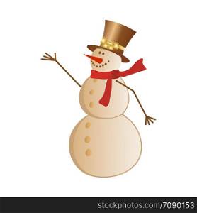 Christmas (New Year) Snowman. Fully editable vector illustration.