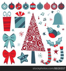 Christmas objects vector image