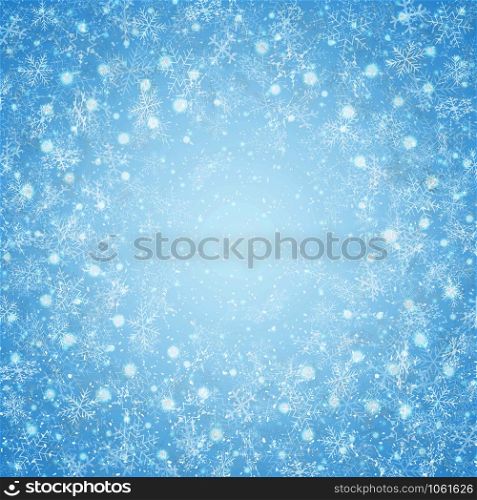 Christmas of center blue sky snowflakes pattern background, vector eps10