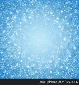 Christmas of center blue sky snowflakes pattern background, vector eps10