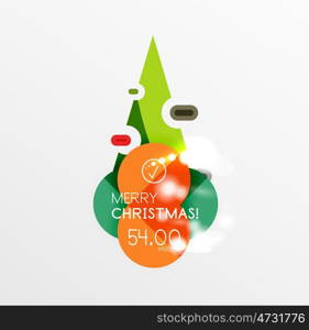 Christmas or New Year promo labels and stickers. Christmas or New Year promo labels and stickers. Circle geometric diagrams with sample text