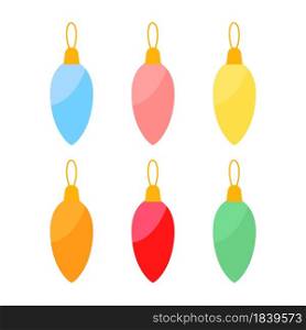 Christmas Ornament Set in Flat Style Isolated on White Background. XMAS Ball Vector Collection. Simple Cartoon Baubles for Winter Holiday Decoration.. Christmas Ornament Set in Flat Style Isolated on White Background. XMAS Ball Collection. Simple Cartoon Baubles for Winter Holiday Decoration. Vector Illustration.