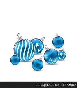Christmas Ornamental Blue Balls on White Background. Illustration Christmas Ornamental Blue Balls on White Background - Vector
