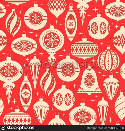 Christmas ornaments pattern vector image