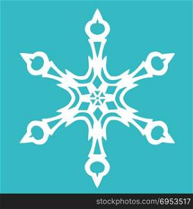 Christmas paper snowflake on blue background. Vector illustration