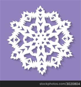Christmas paper snowflake on ultra violet background. Vector illustration