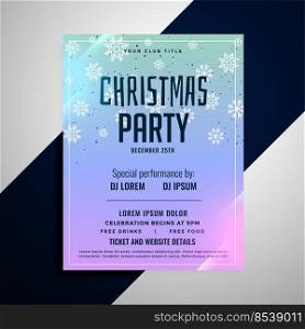 christmas party flyer banner snowflakes template