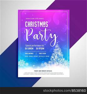 christmas party flyer with snowflakes tree